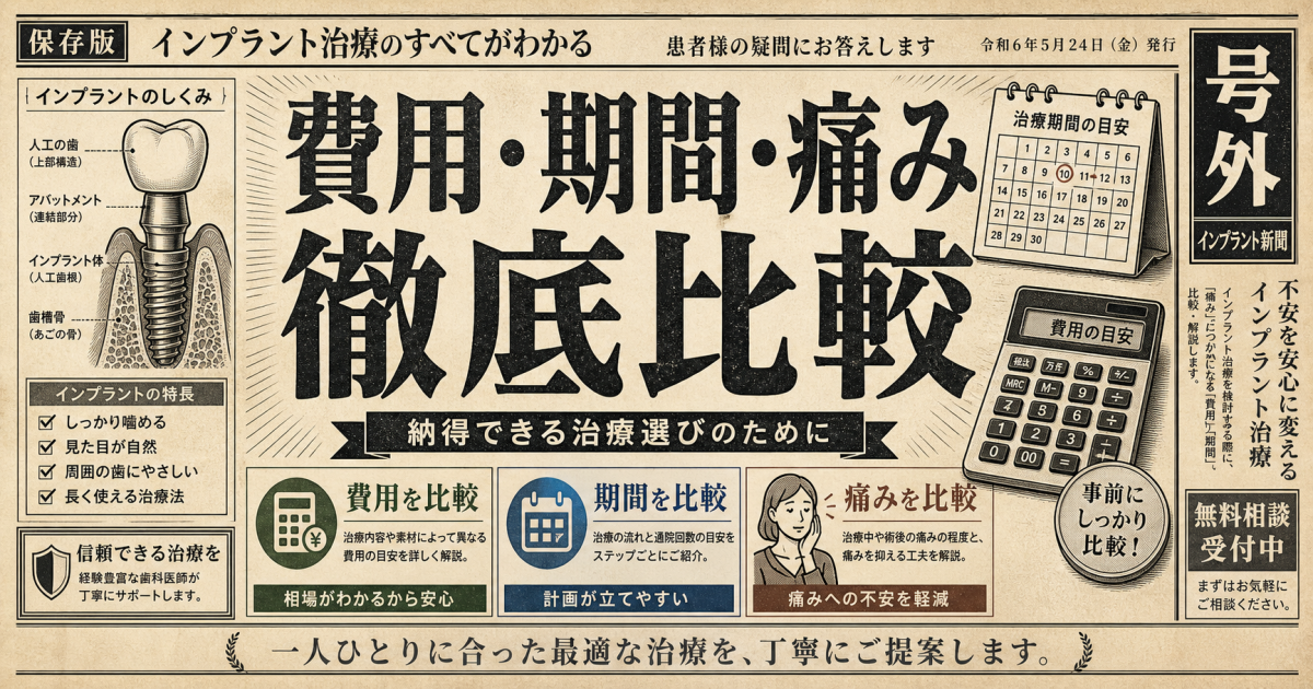 インプラントの費用・期間・痛みが不安な方へ｜決断前に読む比較ガイド