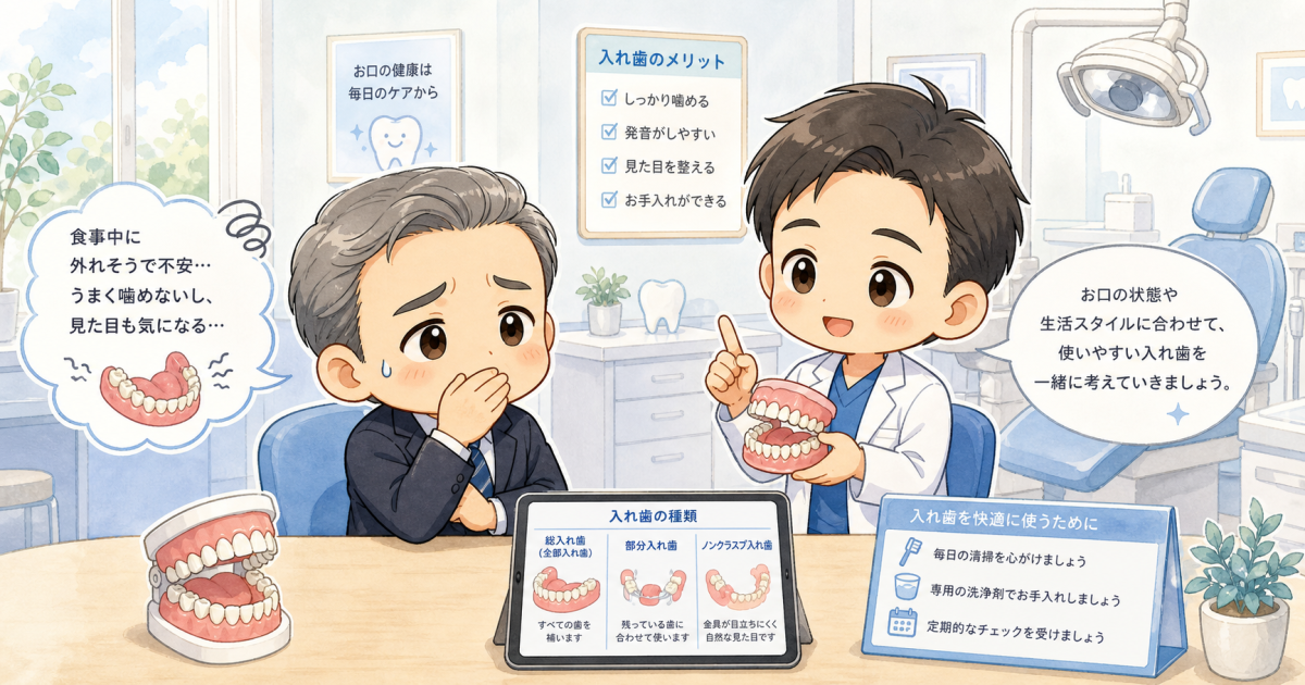 50代男性の入れ歯が痛む原因は？調整から別治療まで選択肢を解説
