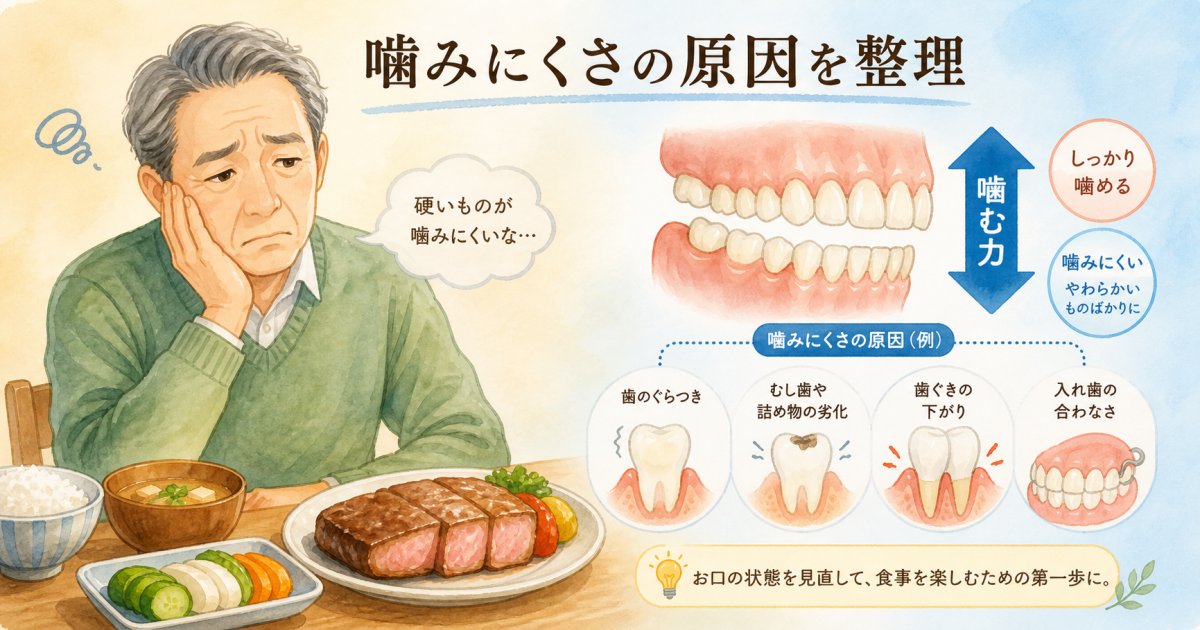 硬いものが噛めないのは年齢のせい？原因の見分け方と対策を解説